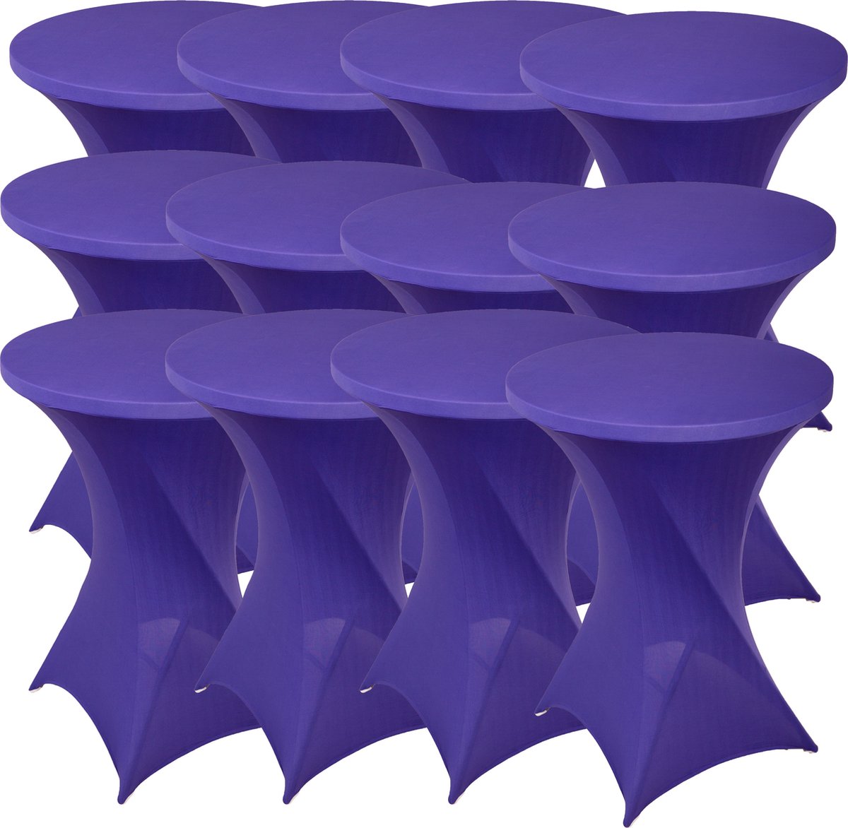 Statafelrok Paars x 12 – ∅80-85 x 110 cm – Statafelhoes Stretch 12 Stuks – Tafelhoezen voor Statafel – Geschikt voor Horeca Evenementen | Sta Tafel Hoes | Staantafelhoes | Trouwerij